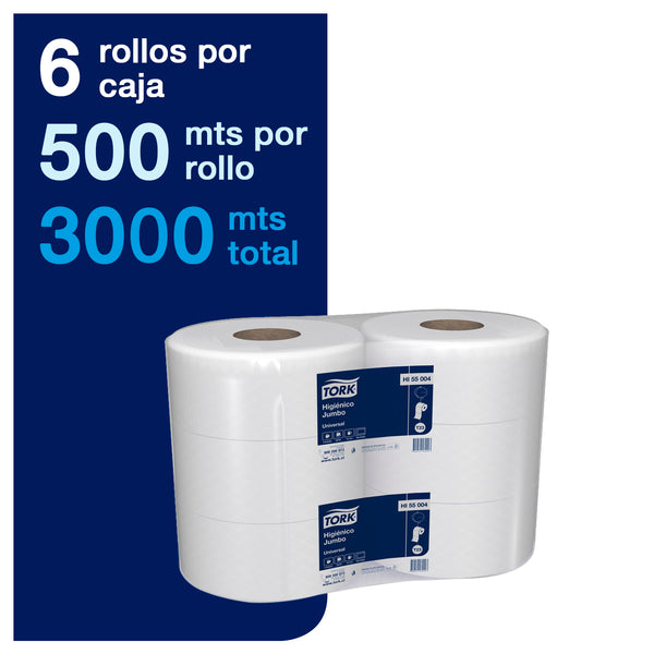 Tork Universal Jumbo Toilet Paper - 6 Rolls x 500 meters