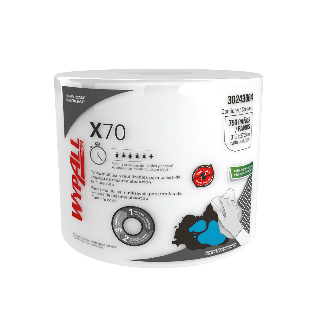Wypall Cloths x70 Jumbo Roll - (750 Cloths)
