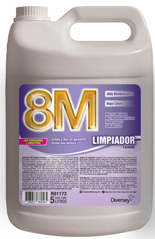 Lavender 8M Multipurpose Cleaner for floors and surfaces - (5 Lts)