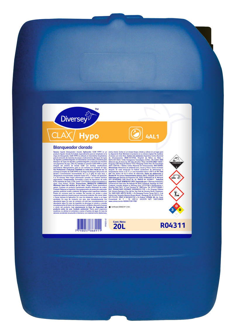 Blanqueador Clorado para lavanderias Clax Hypo - (20 LT )