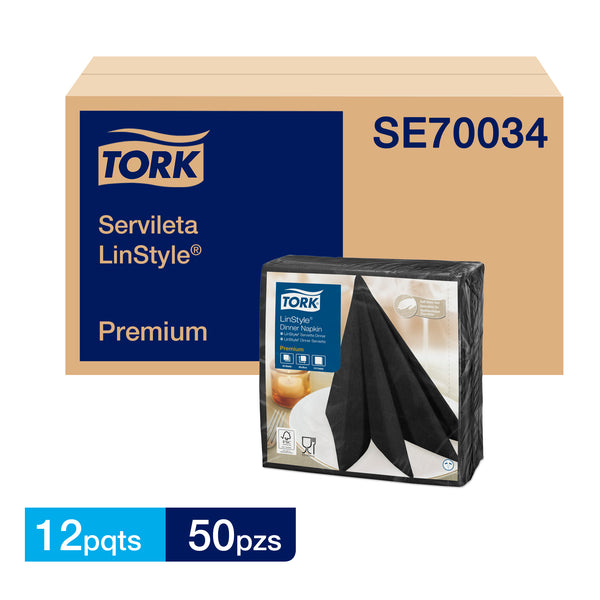 Tork Black Linstyle Premium Napkin - (12 Packs x 50 Sheets)