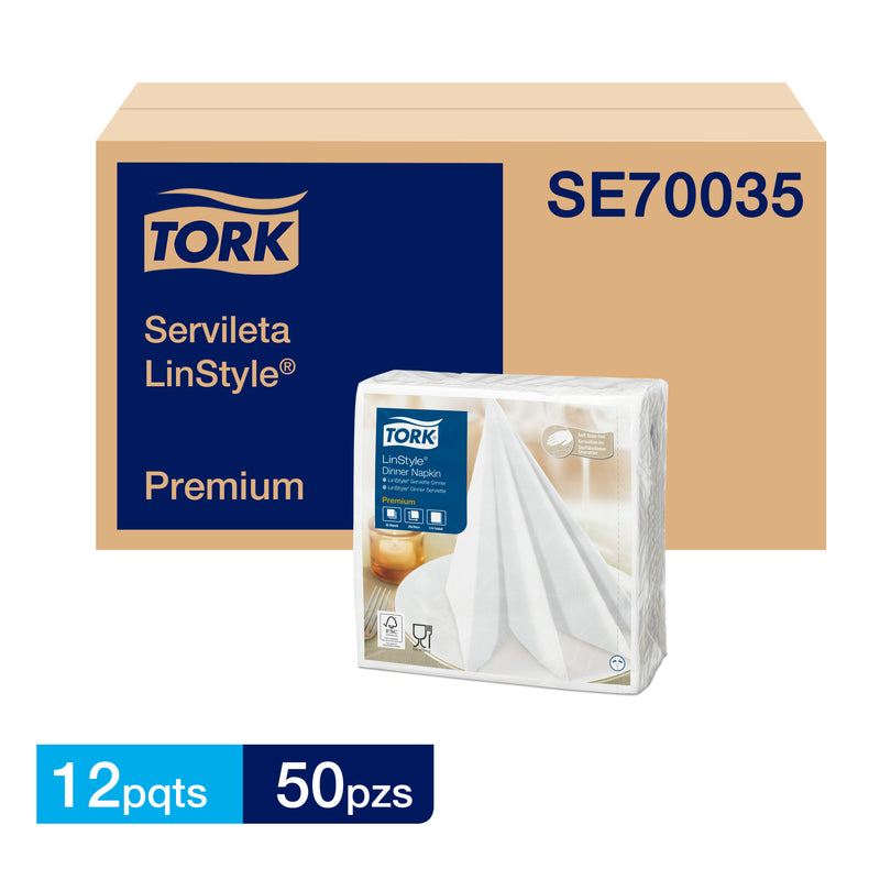 Servilleta Premium Linstyle Blanco Tork - (12 Paquetes x 50 Hojas)
