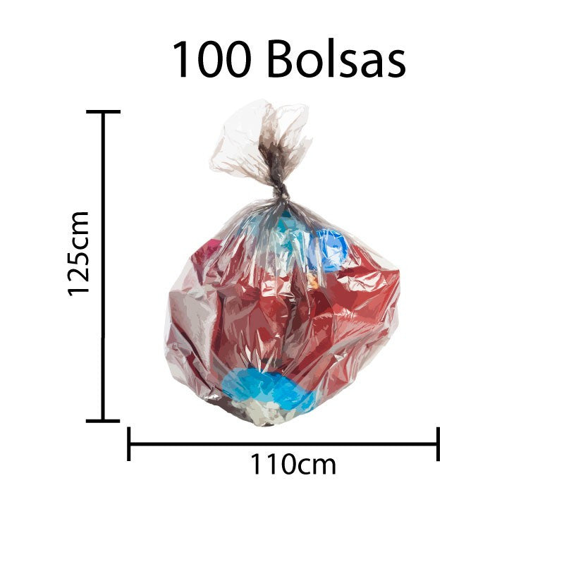 Bolsa De Basura Transparente De 110 X 125cm - (100 Unidades)
