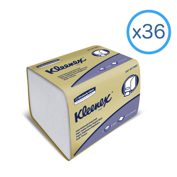 Papel Higienico Interfoliado Kleenex Doble Hoja - (36 Unidades  x 250 Hojas)