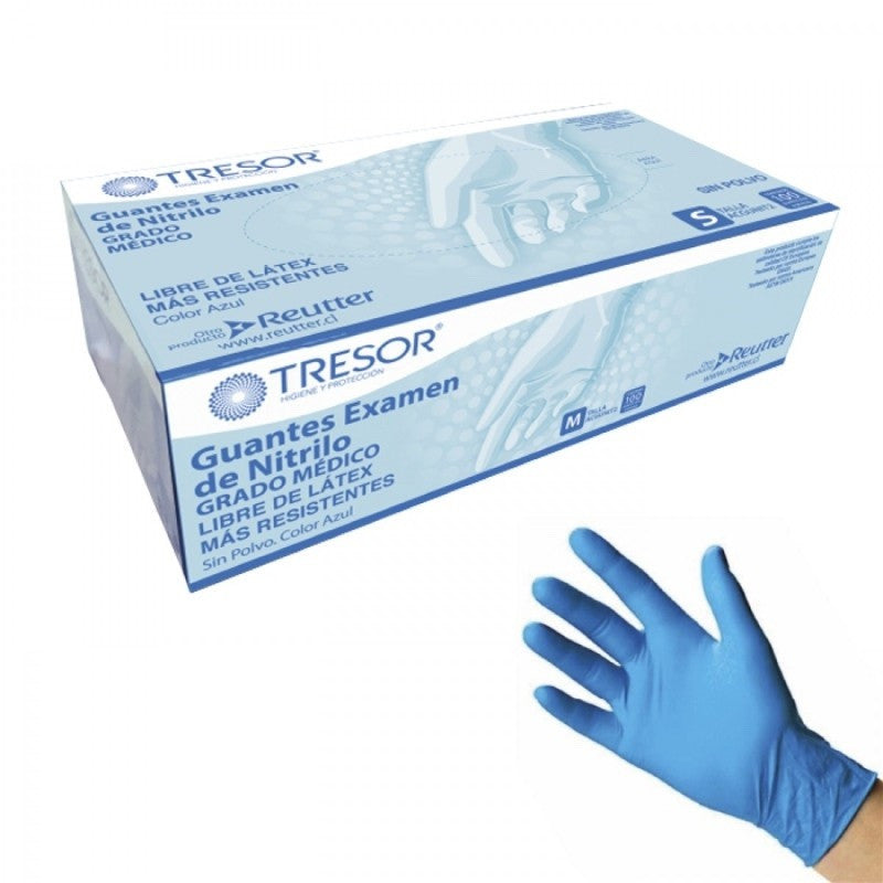 Blue Nitrile Glove Powder Free (100 Units) Tresor