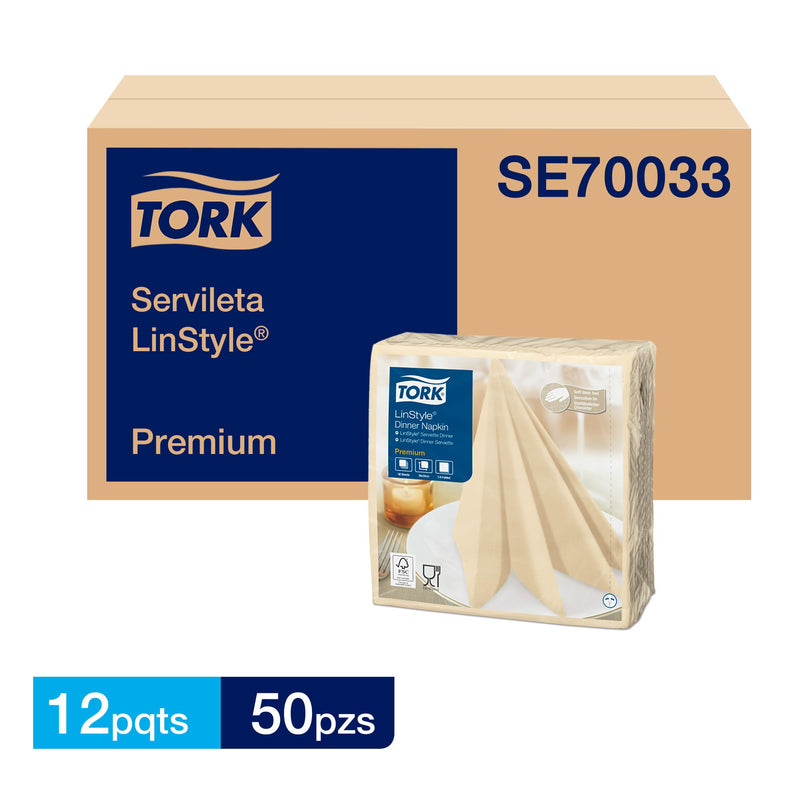 Servilleta Premium Linstyle Crema Tork - (12 Paquetes x 50 Hojas)