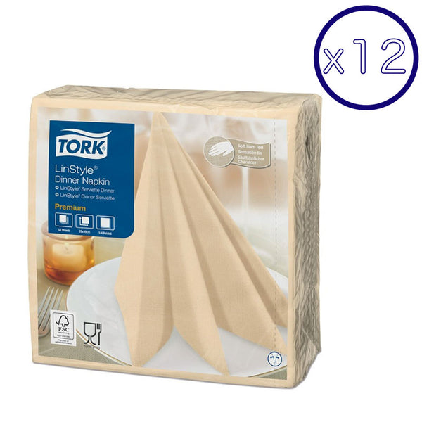 Tork Cream Linstyle Premium Napkin - (12 Packs x 50 Sheets)