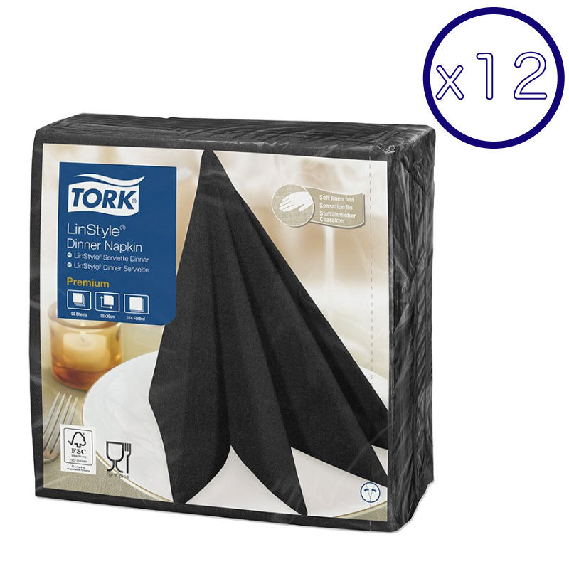 Tork Black Linstyle Premium Napkin - (12 Packs x 50 Sheets)